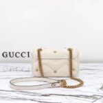 Gucci Women GG Marmont Mini Bag Ivory Matelassé Chevron Leather Double G - Imagen 4