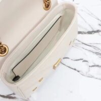 Gucci Women GG Marmont Mini Bag Ivory Matelassé Chevron Leather Double G (2)