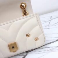 Gucci Women GG Marmont Mini Bag Ivory Matelassé Chevron Leather Double G (2)