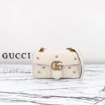 Gucci Women GG Marmont Mini Bag Ivory Matelassé Chevron Leather Double G - Imagen 2