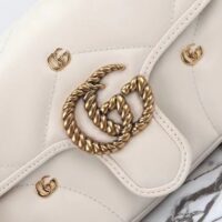Gucci Women GG Marmont Mini Bag Ivory Matelassé Chevron Leather Double G (2)