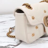 Gucci Women GG Marmont Mini Bag Ivory Matelassé Chevron Leather Double G (2)