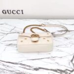 Gucci Women GG Marmont Mini Bag Ivory Matelassé Chevron Leather Double G - Imagen 5
