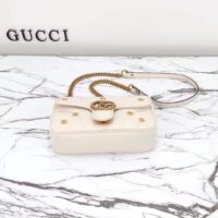 Gucci Women GG Marmont Mini Bag Ivory Matelassé Chevron Leather Double G (2)