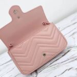 Gucci Women GG Marmont Mini Bag Light Pink Matelassé Chevron Leather Double G – Image 9