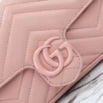 Gucci Women GG Marmont Mini Bag Light Pink Matelassé Chevron Leather Double G – Image 7