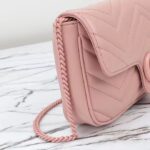 Gucci Women GG Marmont Mini Bag Light Pink Matelassé Chevron Leather Double G – Image 8