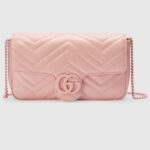 Gucci Women GG Marmont Mini Bag Light Pink Matelassé Chevron Leather Double G