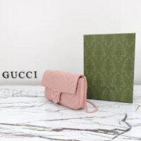 Gucci Women GG Marmont Mini Bag Light Pink Matelassé Chevron Leather Double G (7)