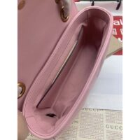 Gucci Women GG Marmont Mini Bag Pink Matelassé Chevron Leather Double G (2)