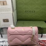 Gucci Women GG Marmont Mini Bag Pink Matelassé Chevron Leather Double G - Image 8
