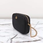 Gucci Women GG Marmont Mini Shoulder Bag Black Leather Taffeta Lining Double G - Image 4