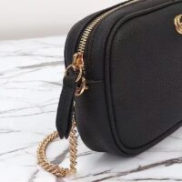 Gucci Women GG Marmont Mini Shoulder Bag Black Leather Taffeta Lining Double G (8)