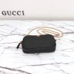 Gucci Women GG Marmont Mini Shoulder Bag Black Leather Taffeta Lining Double G - Image 6