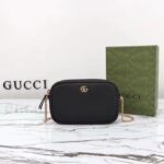 Gucci Women GG Marmont Mini Shoulder Bag Black Leather Taffeta Lining Double G - Image 2