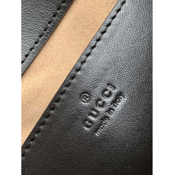 Gucci Women GG Marmont Mini Shoulder Bag Double G Black Matelassé Chevron Leather (4)