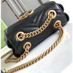 Gucci Women GG Marmont Mini Shoulder Bag Double G Black Matelassé Chevron Leather – Image 5