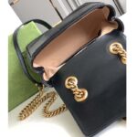 Gucci Women GG Marmont Mini Shoulder Bag Double G Black Matelassé Chevron Leather – Image 9