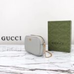 Gucci Women GG Marmont Mini Shoulder Bag Grey Leather Taffeta Lining Double G – Image 7
