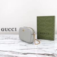 Gucci Women GG Marmont Mini Shoulder Bag Grey Leather Taffeta Lining Double G (11)