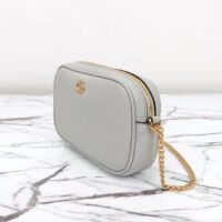 Gucci Women GG Marmont Mini Shoulder Bag Grey Leather Taffeta Lining Double G (11)