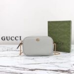 Gucci Women GG Marmont Mini Shoulder Bag Grey Leather Taffeta Lining Double G – Image 2
