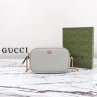 Gucci Women GG Marmont Mini Shoulder Bag Grey Leather Taffeta Lining Double G (11)