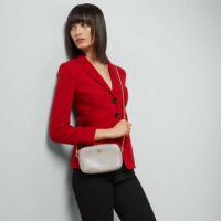 Gucci Women GG Marmont Mini Shoulder Bag Grey Leather Taffeta Lining Double G (11)