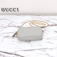 Gucci Women GG Marmont Mini Shoulder Bag Grey Leather Taffeta Lining Double G (11)