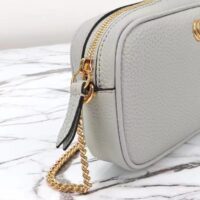 Gucci Women GG Marmont Mini Shoulder Bag Grey Leather Taffeta Lining Double G (11)