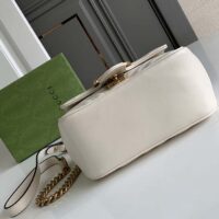 Gucci Women GG Marmont Mini Shoulder Bag White Matelassé Chevron Leather Double G (3)