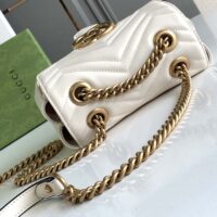 Gucci Women GG Marmont Mini Shoulder Bag White Matelassé Chevron Leather Double G (3)