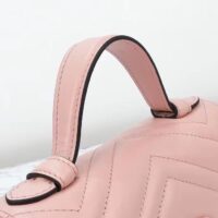 Gucci Women GG Marmont Mini Top Handle Bag Light Pink Matelassé Chevron Leather Heart Double G (2)