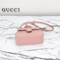 Gucci Women GG Marmont Mini Top Handle Bag Light Pink Matelassé Chevron Leather Heart Double G (2)