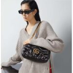 Gucci Women GG Marmont Small Shoulder Bag Black Double G Matelassé Chevron Leather - Image 11