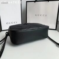 Gucci Women GG Marmont Small Shoulder Bag Black Matelassé Chevron Leather (11)