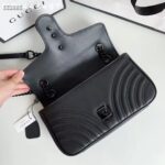 Gucci Women GG Marmont Small Shoulder Bag Black Matelassé Chevron Leather Interior Zipper Pocket - Image 6