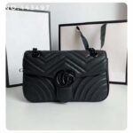 Gucci Women GG Marmont Small Shoulder Bag Black Matelassé Chevron Leather Interior Zipper Pocket - Image 2