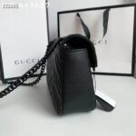 Gucci Women GG Marmont Small Shoulder Bag Black Matelassé Chevron Leather Interior Zipper Pocket - Image 5