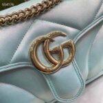 Gucci Women GG Marmont Small Shoulder Bag Blue Iridescent Quilted Chevron Leather - Image 6