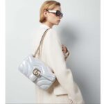 Gucci Women GG Marmont Small Shoulder Bag Blue Iridescent Quilted Chevron Leather - Image 12