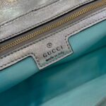 Gucci Women GG Marmont Small Shoulder Bag Blue Iridescent Quilted Chevron Leather - Image 10