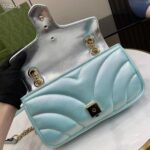 Gucci Women GG Marmont Small Shoulder Bag Blue Iridescent Quilted Chevron Leather - Image 5