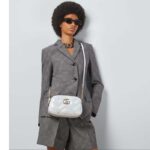 Gucci Women GG Marmont Small Shoulder Bag Blue Iridescent Quilted Chevron Leather Double G - immagine 11