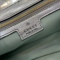 Gucci Women GG Marmont Small Shoulder Bag Green Iridescent Quilted Chevron Leather (7)