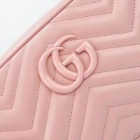 Gucci Women GG Marmont Small Shoulder Bag Light Pink Matelassé Chevron Leather Double G (11)