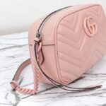 Gucci Women GG Marmont Small Shoulder Bag Light Pink Matelassé Chevron Leather Double G - Image 7
