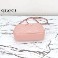 Gucci Women GG Marmont Small Shoulder Bag Light Pink Matelassé Chevron Leather Double G (11)