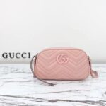 Gucci Women GG Marmont Small Shoulder Bag Light Pink Matelassé Chevron Leather Double G - Image 2