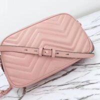 Gucci Women GG Marmont Small Shoulder Bag Light Pink Matelassé Chevron Leather Double G (11)